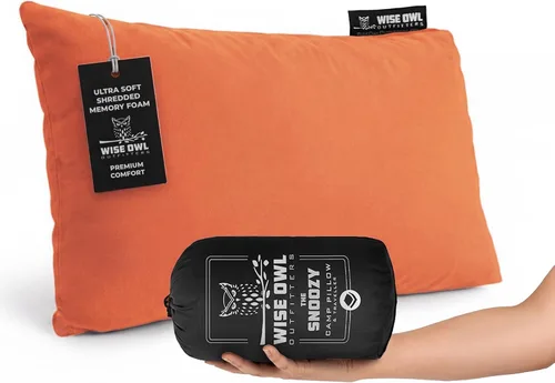 Vista 11 de Wise Owl Outfitters - Almohada de camping - Almohada de viaje de espuma viscoelástica para dormir en avión, senderismo, mochilero y uso al aire Negro