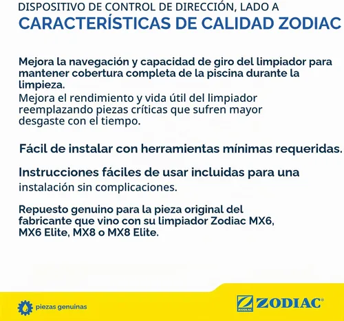 Vista 4 de Zodiac Piezas Genuinas MX8 Dispositivo de Control de Dirección Lado A, R0524700