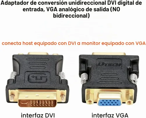 Vista 5 de DTech DVI macho a VGA hembra adaptador de alta velocidad DVI-I24+convertidor de 5 puertos para HDTV, plasma, DVD y proyector