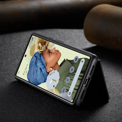 Vista 3 de Funda para Google Pixel 6 Pro, cartera magnética desmontable con ranura para efectivo, soporte de carga inalámbrica, función atril compatible