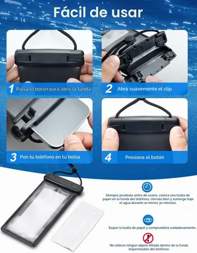 Vista 5 de wellhouse Funda impermeable 3D para teléfono con cordón, TPU de 100 pies, funda impermeable profunda para iPhone 17 16 15 14 13 12 Pro Max XS