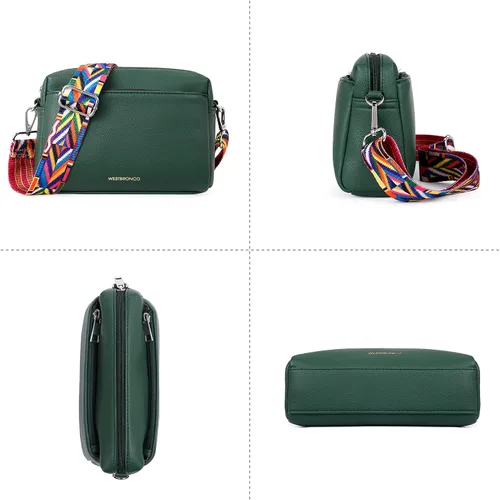 Vista 5 de WESTBRONCO Bolsos cruzados pequeños para mujer, bolsos de hombro, cartera con correa ajustable