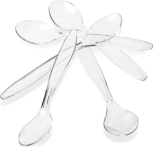 Vista 2 de 50 mini cucharas de plástico de 5 pulgadas, mini cucharas de 5 pulgadas, reutilizables para té, café, helado y tazas de aperitivos, 50