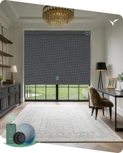 Vista 23 de Yoolax Persianas motorizadas con control remoto, persianas inteligentes opacas con control remoto, cortinas eléctricas compatibles con Alexa