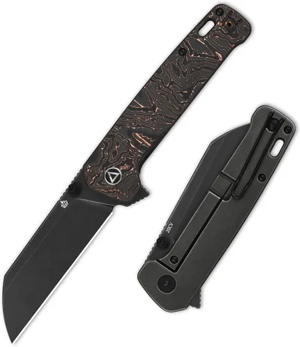 Vista 8 de QSP Penguin Plus - Cuchillo de bolsillo plegable, 3.38 pulgadas CPM20CV, cuchillo EDC de hoja de lavado a la piedra, hoja de aluminio frontal CF
