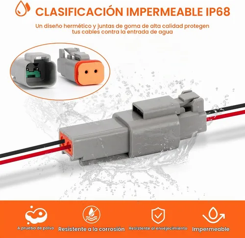 Vista 5 de 6 Juegos de Kit de Conectores Deutsch de 2 Pines – Conectores Eléctricos Impermeables 16 AWG, Conectores de Cable Automotriz IP67 (Macho y Hembra)