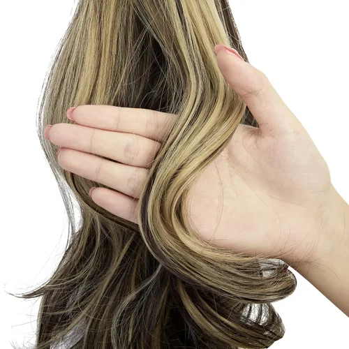 Vista 5 de Extensión de cola de caballo de 18 pulgadas 20 pulgadas, rizado, ondulado, recto, clip en el postizo de una pieza de una pieza de mandíbula larga