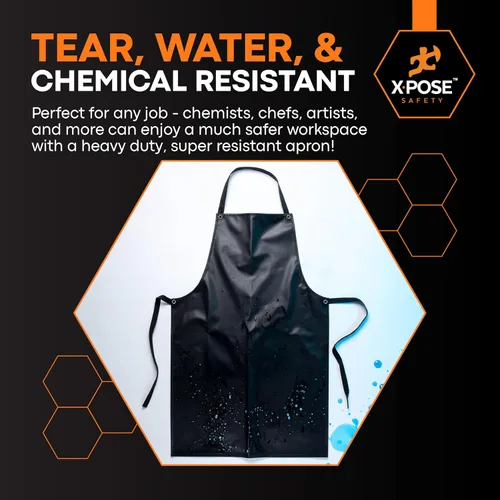 Vista 5 de Xpose Safety Heavy Duty Vinyl Waterproof Aprons, White - For Home, Industrial and Commercial Use - Chemical Resistant