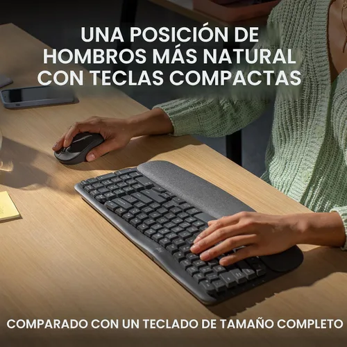 Vista 2 de Logitech Wave Keys MK670 Wireless Ergonomic Keyboard Mouse Combo - Graphite Grafito