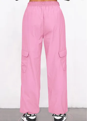 Vista 2 de KIRUNDO Pantalones cargo para mujer, cintura alta, pierna ancha, holgados Y2K, ropa urbana con cordón en los tobillos, pantalones casuales