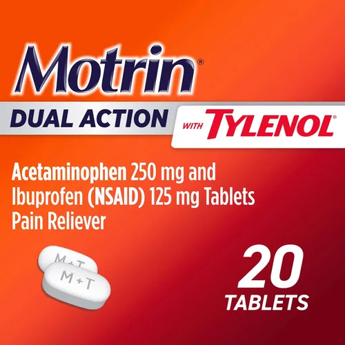 Vista 5 de Motrin Dual Action con Tylenol, Analgésico de acción dual de acción rápida con ibuprofeno y acetaminofén para dolores y molestias menores