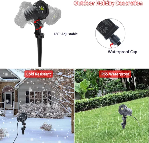 Vista 3 de MHAZDZE Proyector de Navidad láser al aire libre Luces Proyector láser decorativo de 18 patrones para el hogar y el jardín