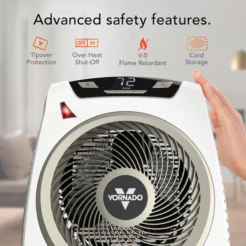 Vista 4 de Vornado AVH10 - Calentador de espacio para el hogar, opción solo ventilador, pantalla digital con termostato ajustable, características de seguridad