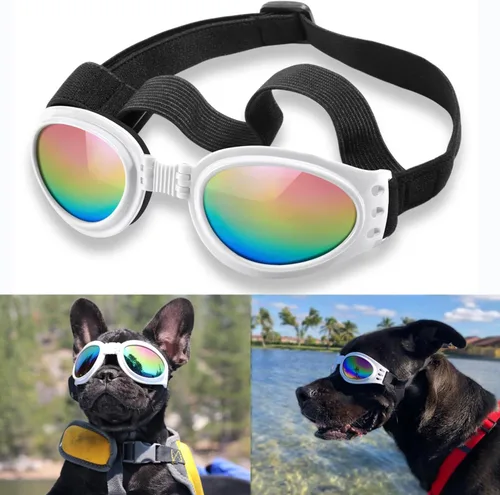 Vista 9 de Anteojos de perro Qumy, protección ocular, anteojos de sol impermeables para perros de más de 15 libras, Negro