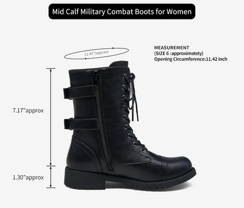 Vista 2 de Vepose Botas de combate militares de 28 a media pantorrilla para mujer con bolsillo tipo billetera para cuchillo de tarjetas