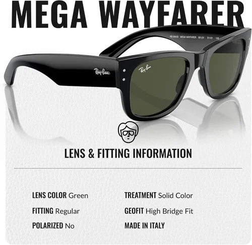 Vista 4 de Ray-Ban RB0840S MEGA WAYFARER Gafas de sol de forma cuadrada con kit oficial de gafas