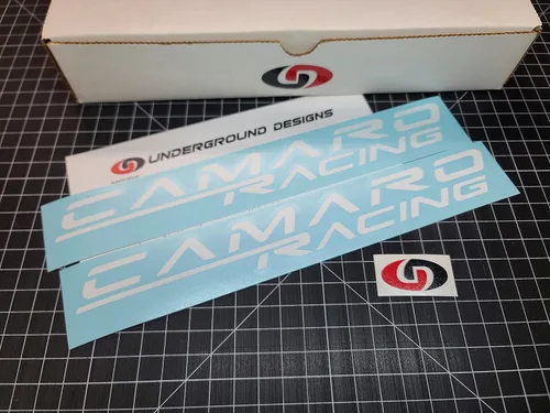 Vista 5 de Camaro Racing Calcomanías (2 unidades) Adhesivos laterales para panel basculante LSX LTX Select Color: (rojo brillante)