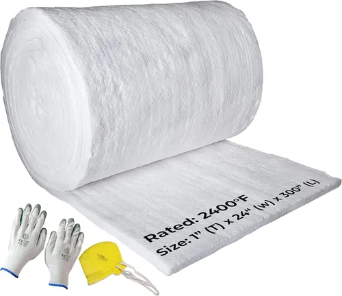 Vista 11 de SIMOND STORE Manta aislante de fibra de cerámica, 1/2 x 24 x 150 pulgadas, 8 # 2400 F, aislamiento a prueba de fuego de alta temperatura para horno