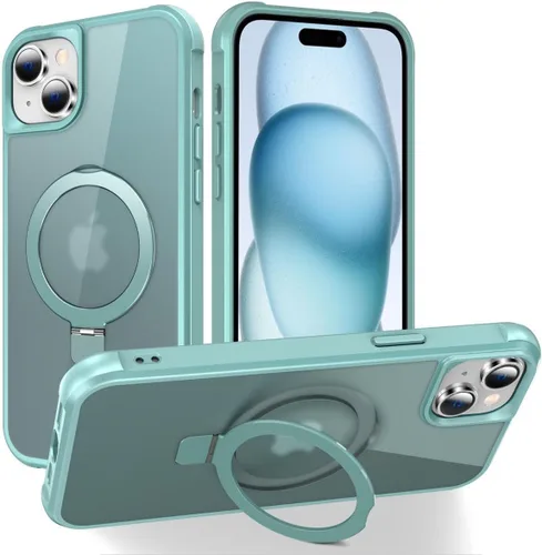 Vista 98 de CHAOFEnG Funda magnética compatible con iPhone 11 con soporte, prueba de caídas de grado militar, compatible con imán, anillo translúcido, parte