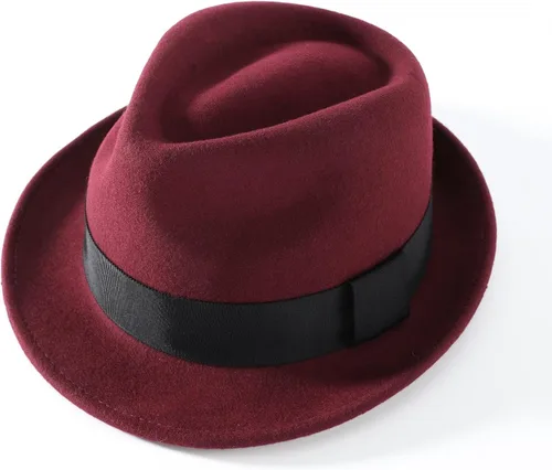 Vista 16 de Home Prefer Sombrero de invierno de fieltro de lana para hombre Sombrero de ala corta Fedora