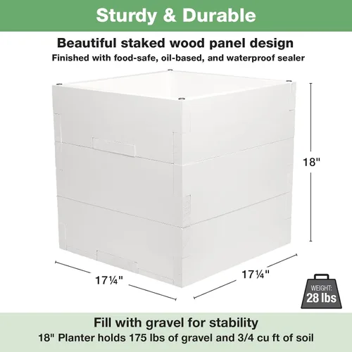 Vista 6 de Maceta decorativa de madera extragrande con soporte universal para postes de luz, paraguas, comederos de pájaros, caja de madera maciza para jardín
