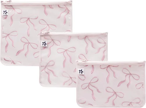 Vista 22 de Tiny Twinkle Bolsas organizadoras de pañales, paquete de 3 bolsas organizadoras de viaje transparentes a prueba de desorden y bolsa de aseo aprobada