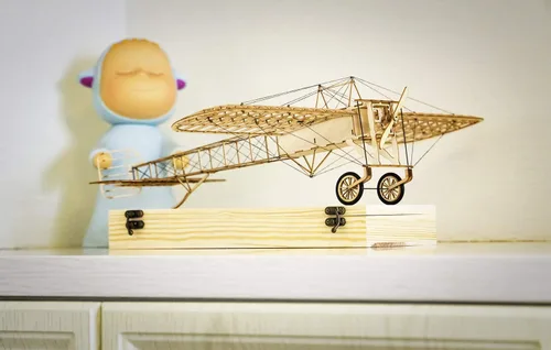 Vista 6 de Kits de avión de madera Balsa, modelos de madera Bleriot para manualidades, kits de aviones de madera de balsa cortados con láser, kits