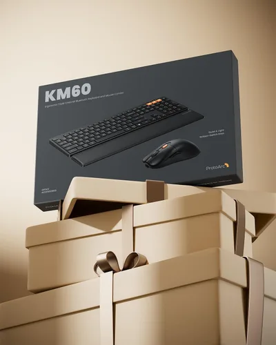 Vista 9 de ProtoArc Combo de teclado y mouse Bluetooth, KM60 Bluetooth + USB multidispositivo recargable, reposamuñecas, juego de teclado y mouse inalámbrico