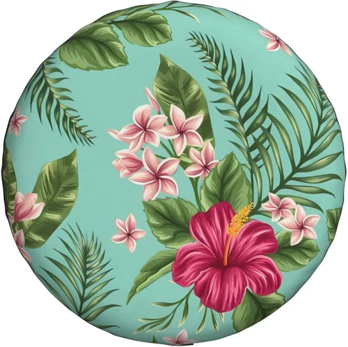 Vista 9 de Funda de repuesto para neumáticos de repuesto con hojas tropicales hawaianas, protección solar, ajuste universal para remolque, RV, SUV, camión