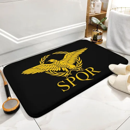 Vista 5 de Alfombra de baño gruesa con bandera del Imperio Romano del Senado SPQR, antideslizante, tapete de baño de terciopelo coral para puerta, 19.7 x 31.5