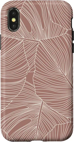 Vista 5 de Modern Minimal Neutral Tropical Monstera Leaf (Terracotta) Case for iPhone 17