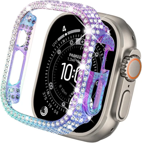 Vista 33 de KADES - Funda protectora completa compatible con iWatch, con protector de pantalla de vidrio templado incorporado, brillante y con diamantes de Negro