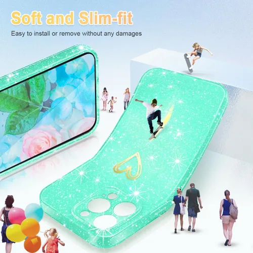 Vista 4 de Funda para iPhone 12 Pro Max, [purpurina transparente] [nunca amarilla] fundas de teléfono a prueba de golpes, funda protectora de silicona suave