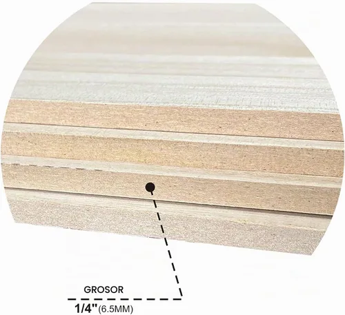 Vista 3 de Paquete de 4 tableros de madera de Paulownia de doble cara de MDF chapada, núcleo de MDF, 0.252 in 1/4 pulgadas, 10 x 16 pulgadas, tableros