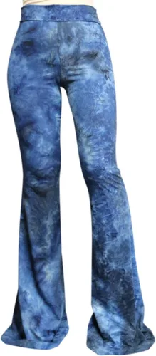 Vista 136 de ShopMyTrend - Pantalones de yoga largos con piernas anchas y acampanadas estilo palazzo, con cintura alta, para mujer