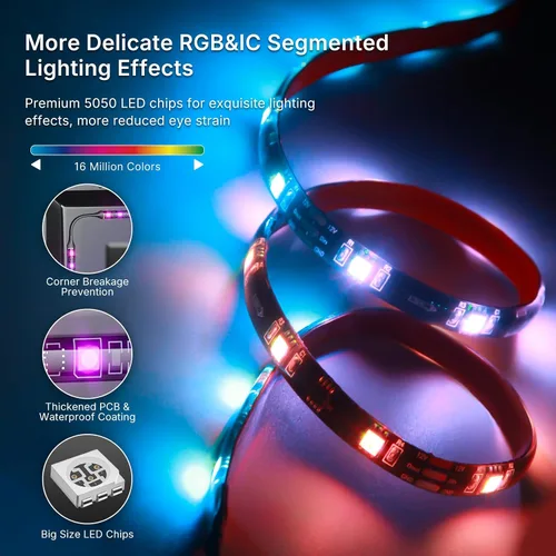 Vista 5 de deerdance Retroiluminación LED para Smart TV con sincronización HDMI2.0 4K60Hz, tira de luces LED y cambio de color controlado por aplicación