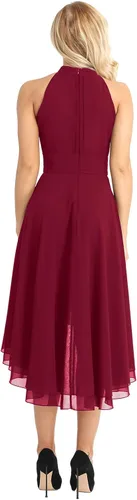 Vista 5 de Winying - Vestido de gasa asimétrico para mujer