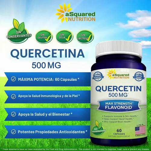 Vista 3 de aSquared Nutrition - Suplemento de Quercetina 500 mg – 60 Cápsulas – Píldoras de Polvo Complejo de Quercetina Dihidrato para Apoyar la Respuesta