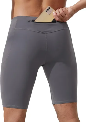 Vista 2 de MIZOK Pantalones cortos de compresión elásticos para hombre con bolsillo