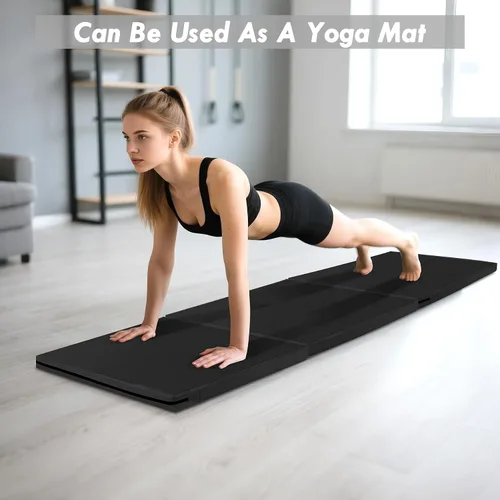 Vista 7 de Tapete de gimnasia plegable de 6 x 2 pies, tapete de yoga de espuma de alta densidad de 2 pulgadas de grosor, antideslizante, para entrenamientos