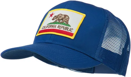 Vista 17 de e4Hats.com Gorra de malla de sarga parcheada con bandera del estado de California