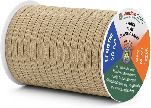 Vista 129 de Mandala Crafts 20 yardas 1/2 pulgada 0.472 in bandas elásticas beige