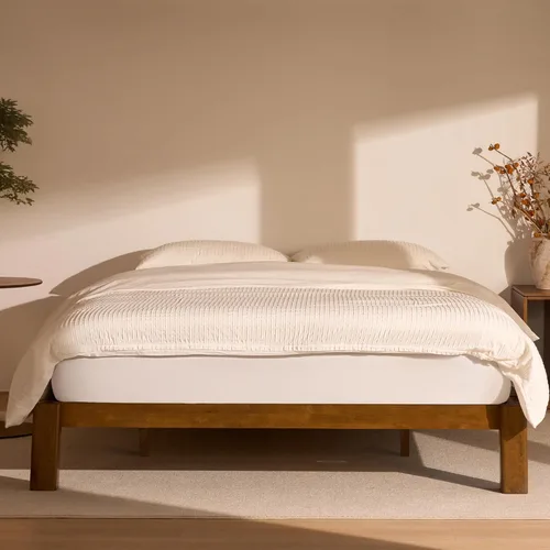 Vista 19 de FLEXISPOT Hako - Marco de cama de carpintería japonesa G2, cama de plataforma Queen de madera de caucho maciza, certificado IAS y SGS