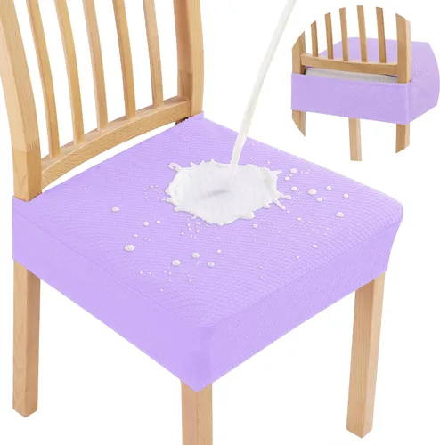 Vista 25 de Smiry Juego de 2 fundas de asiento impermeables para sillas de comedor, tela jacquard elástica, extraíble y lavable, fundas protectoras de asiento