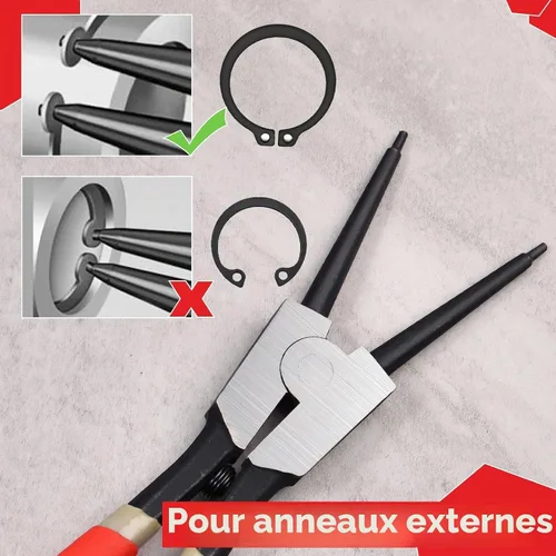 Vista 5 de Alicates de Anillo de Presión de 13 Pulgadas de Servicio Pesado Alicates de Circlip Externos Punta de Mandíbula Recta Diámetro 0.12" para Instalar