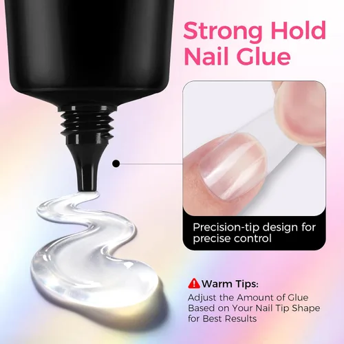 Vista 2 de Pegamento fuerte para uñas de 1.06 oz para uñas a presión, no necesita lámpara UV Negro