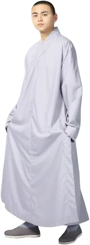 Vista 2 de ZooBoo Bata de monje budista de verano Shaolin de algodón, bata larga de Kung Fu Uniformes, ropa de artes marciales