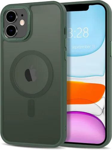 Vista 127 de Anuck - Funda magnética para iPhone 11 compatible con MagSafe, carcasa trasera mate translúcida dura, borde de TPU, delgada, resistente a impactos