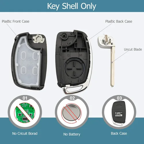 Vista 5 de Funda de repuesto para llavero para Hyundai Sonata Santa Fe con control remoto
