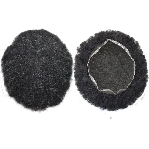 Vista 27 de Afro Toupee para hombres negros, unidad de cabello humano brasileño de encaje francés para hombres afroamericanos africanos y negros, sistema